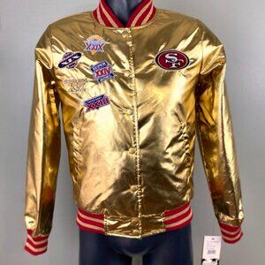 Share San Francisco 49ers Woman's 5 Time Super Bowl Jacket STARTER GOLD S M